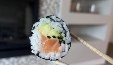 Homemade salmon sushi