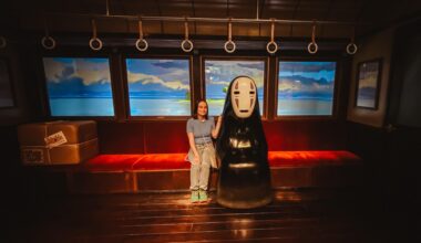 Riding the train with No Face Studio Ghibli Theme Park