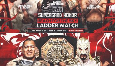 Aussie Open part of "Reach For The Sky" Ladder Match for the ROH Tag Team Titles in this year's Supercard of Honor