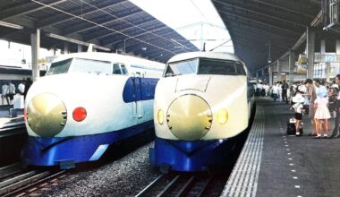 Bullet Trains at Tokyo Station, postcard from 1981