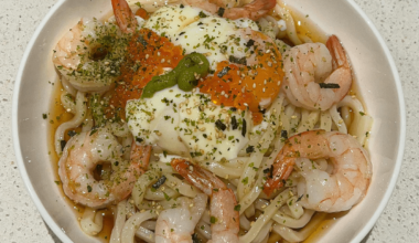 Deliciously Simple: Cold Udon with Prawn, Ikura and Onsen Egg