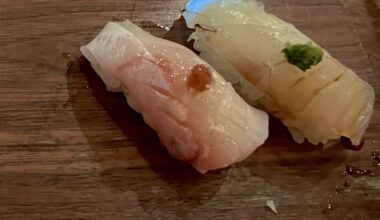 Could anyone ID what fish these nigiri have? I had this in June of last year and thought they were delicious but forgot what they were