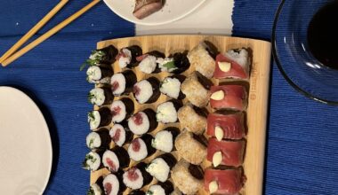 Homemade sushi looking for new ideas of creating rolls