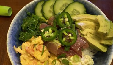 Made some poke bowls for my fiancé’s birthday