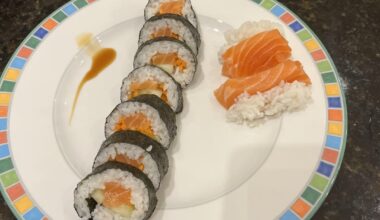 Me and my friends tried making sushi for the first time ever. It may not look the best but it tasted so good. In total we had 2.65 lbs of fish between the 4 of us.