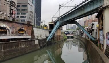 The Kanda river is bustling with bridges near akihabra.