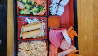 Bento box with sashimi