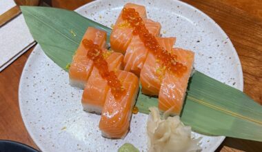 Salmon Oshizushi from Raku in NYC ❤️
