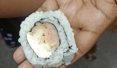 I was very very excited to do this!!! My very first time making sushi! For the way it looks, I’d give it a 4/10, but oh my the way it tastes, 8/10!