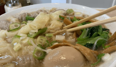 Digging into an incredible bowl of shio ramen at Funakoshi