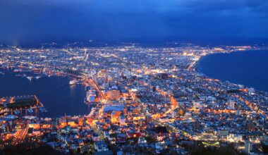 Looking down on the city from Mount Hakodate, one of the Three Major Night Views of Japan, taken two years ago today (Hokkaido)