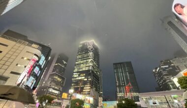 Shibuya Sky on rainy Saturday night.