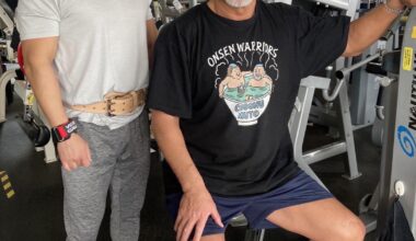 The next IWGP Jr champion spotting an elderly fan at the gym.