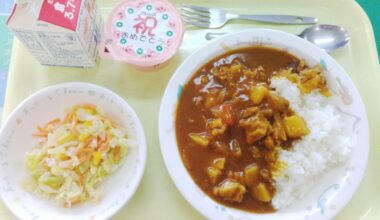 Typical Japanese school lunch