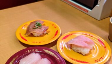 trio of plates at Sushiro