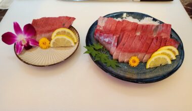 Made Hamachi and Salmon sashimi for tonight's family dinner.