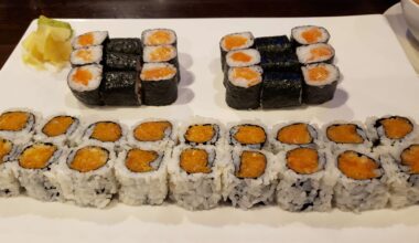 Salmon + Spicy Salmon Sushi Rolls