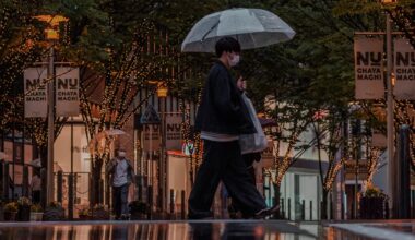 Rainy day in Chayamachi in Umeda, Osaka