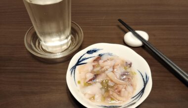 Octopus and Wasabi with cold Sake