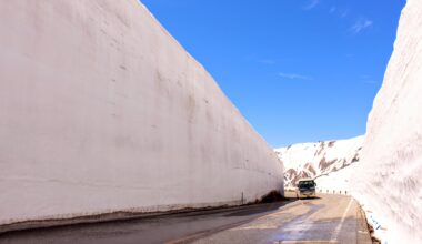 Driving through the snow corridor at Murodo, four years ago today (Toyama-ken)