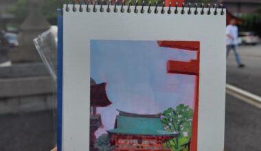 Today I painted the ikuta Jinja Shrine in Kobe.