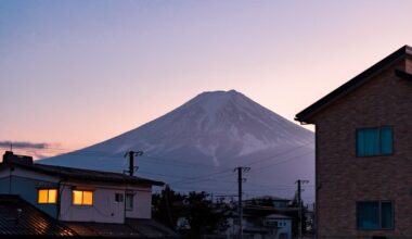 Mount Fuji as seen from Fujiyoshida.