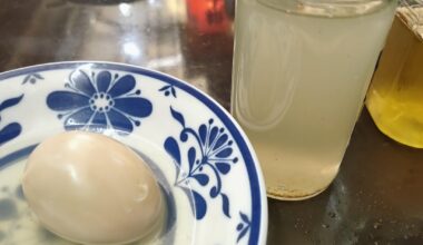 Sake with oden soup and a little shichimi (seven spices).