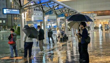 Waiting for the Bus on a Rainy Night in Shizuoka