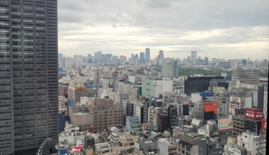 [OC] Shinjuku skyline from Kabukicho Tower. Godzilla chilling on the bottom left.