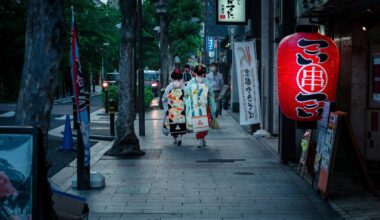 Geisha hurrying out of a 7-Eleven on our right to catch a cab on our left, Kyoto (May 2023)