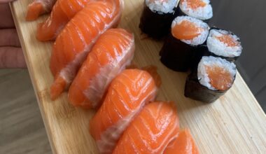 @home w/salt cured Artic Char nigiri and hosomaki