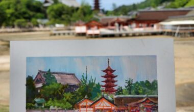 Did some plein-air paintings on Miyajima Island today.