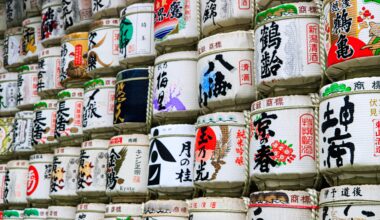 Barrels of Sake at Meiji Shrine