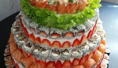 A beautiful sushi cake! [Found]