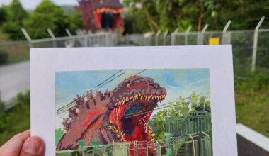 I did a painting today of the Godzilla at Awaji