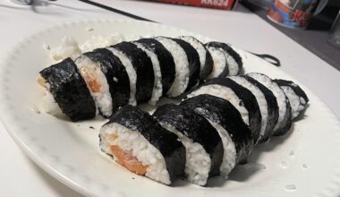 1st, 2nd, and 3rd attempts at making sushi! Learning so much already