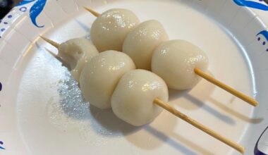 Followed a “hanami dango” recipe but I had no food coloring or matcha powder? Does it look too soft