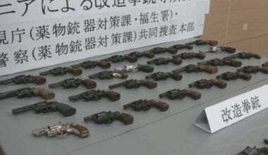 55-year-old office worker in Fukuoka arrested for possession of 33 modified pistols