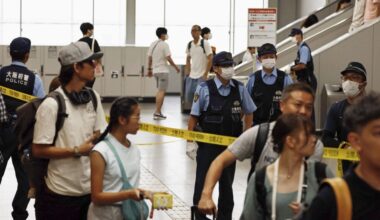 3 hurt in stabbing on Osaka train, knife-carrying suspect arrested