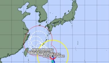 Large typhoon to approach southern Japan through Aug. 2