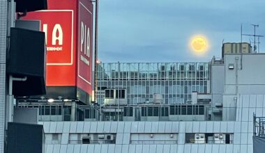 Moon rising over Yokohama.