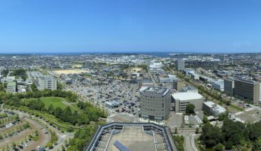 View towards ocean from 19th floor of ken-cho (Kanazawa)