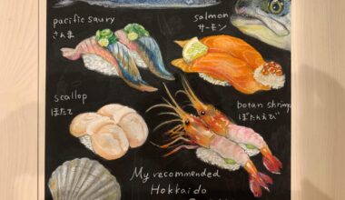 I did a chalk art drawing of some local sushi recommendations.