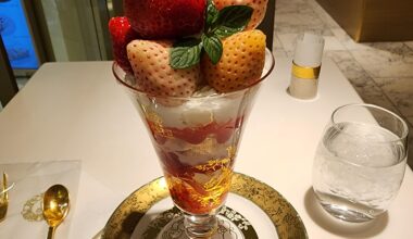 Fancy and expensive white strawberry parfait I had in Shibuya