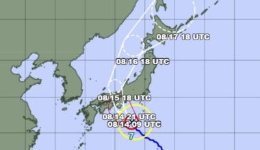 Trains, flights on Aug. 15 canceled as Typhoon Lan heads to western Japan