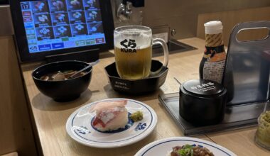 Kura revolving sushi bar in Osaka!