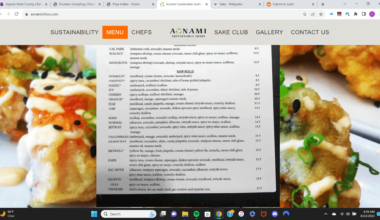 What are the items in parentheses and the items outside them in sushi menus?