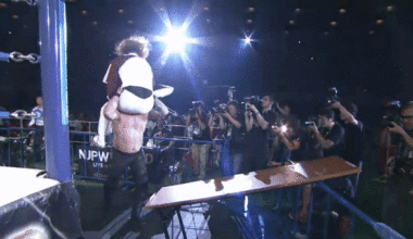One of NJPW’s coolest table spots.
