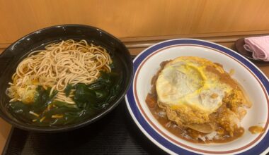 Late night hot soba and curry Katsudon