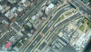 Photo I took from the Tokyo Sky Tree back in 2014. Does anyone know the purpose of the water jets in the river?